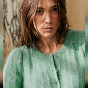 Sezane Amance Cardigan Sea Green - Size XXXL